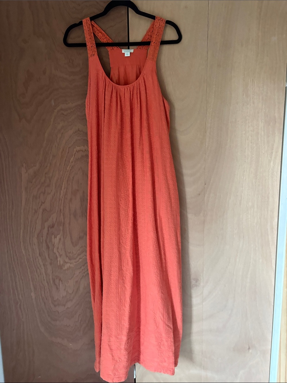 Sundance Coral-Orange Crochet Strap Maxi Dress